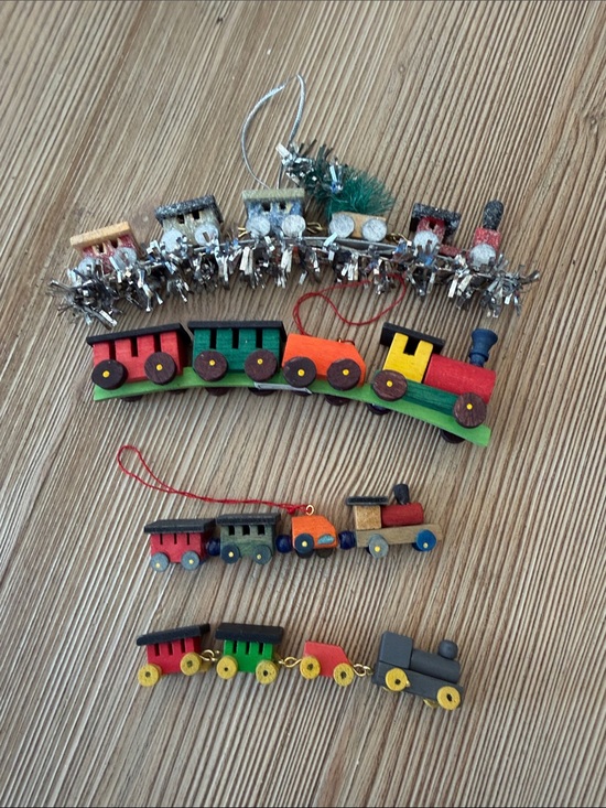 Midwest Of Cannon Falls Other - Vintage Wood Christmas Ornaments Midwest Taiwan Trains Set of 4